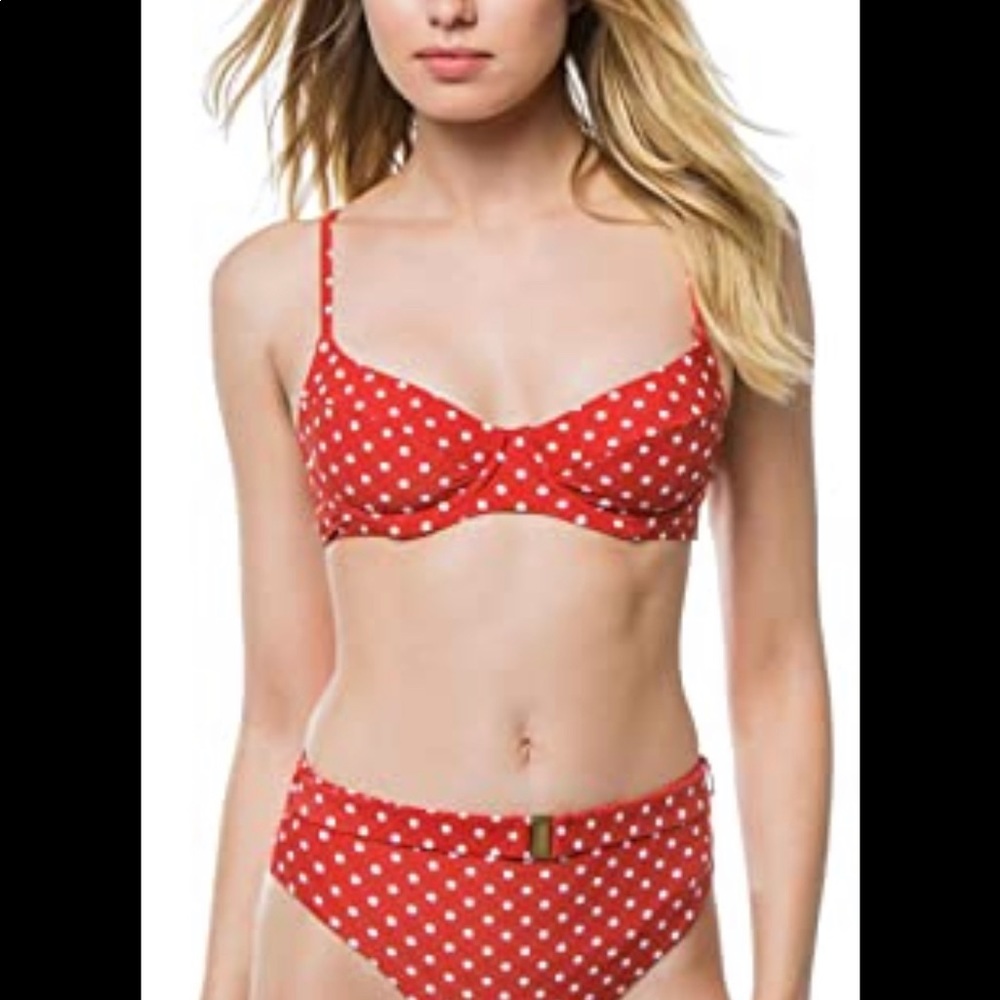 WeWoreWhat Swim Red Polka Dot Bikini top